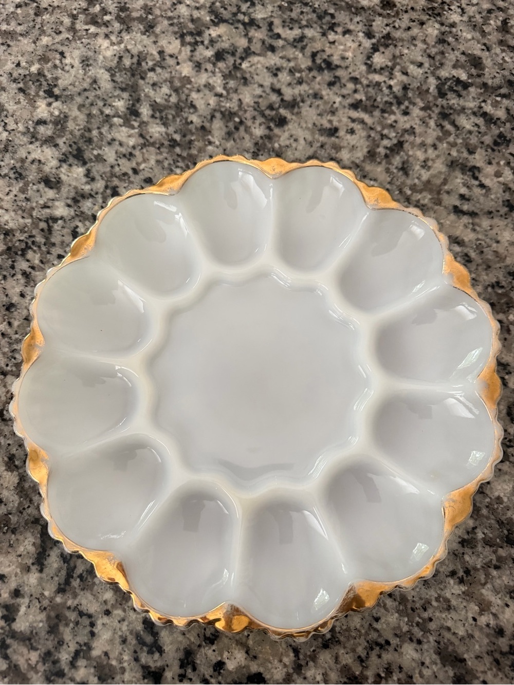 White and Gold Egg Serving Platter - Elegant Home Dining Server